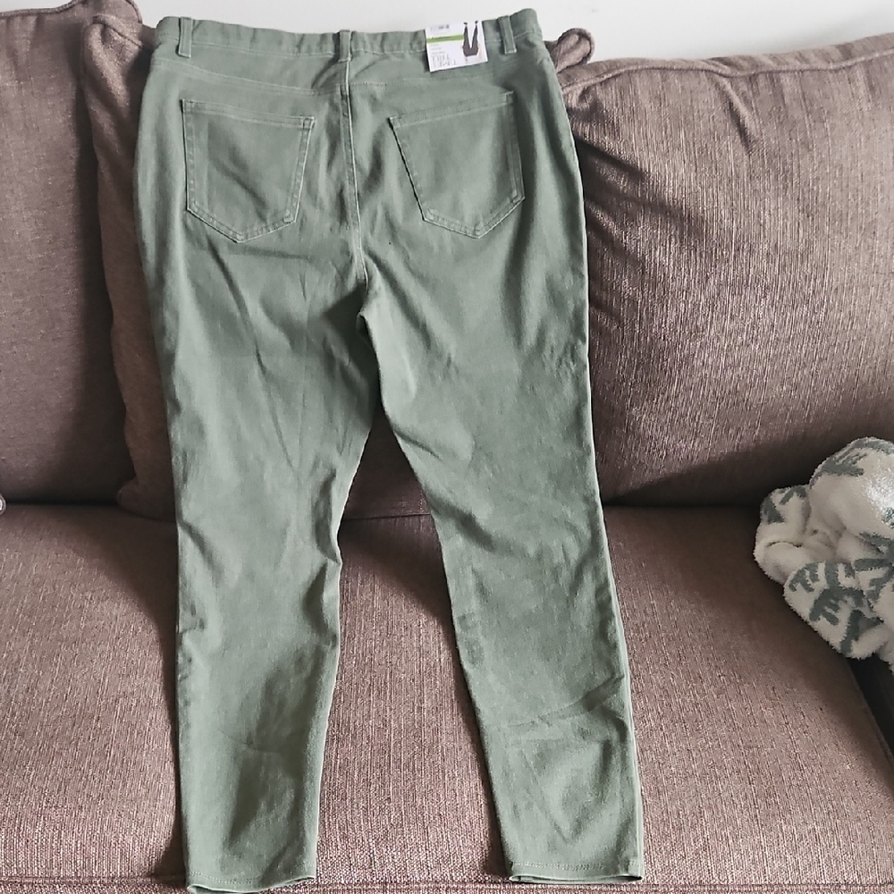 Time and Tru Olive Skinny Jeggings For Women - Picture 2 of 4
